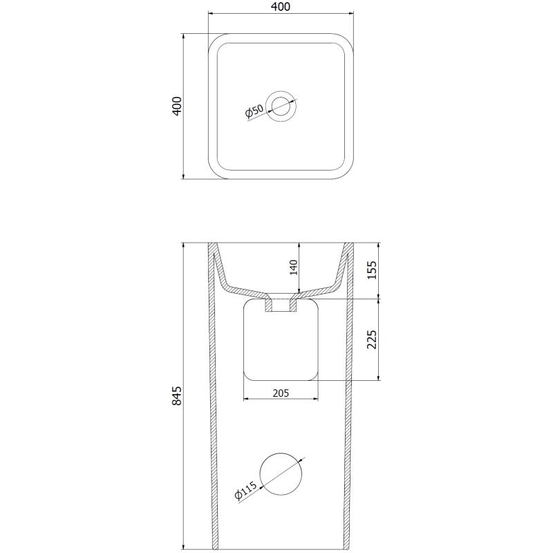 Mexen Tana lavabo autoportant 40 x 40 cm, blanc - 26044000