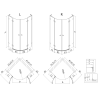 Mexen Lunar L Eck-Duschkabine mit Schwenktür links 100 x 80 cm, transparent, gebürstetes Kupfer - 833L-100L-080P-65-00