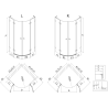 Mexen Lunar L Duschkabine halbrund, klappbar 100 x 100 cm, transparent, gebürstetes Gun Gray - 833L-100L-100P-66-00