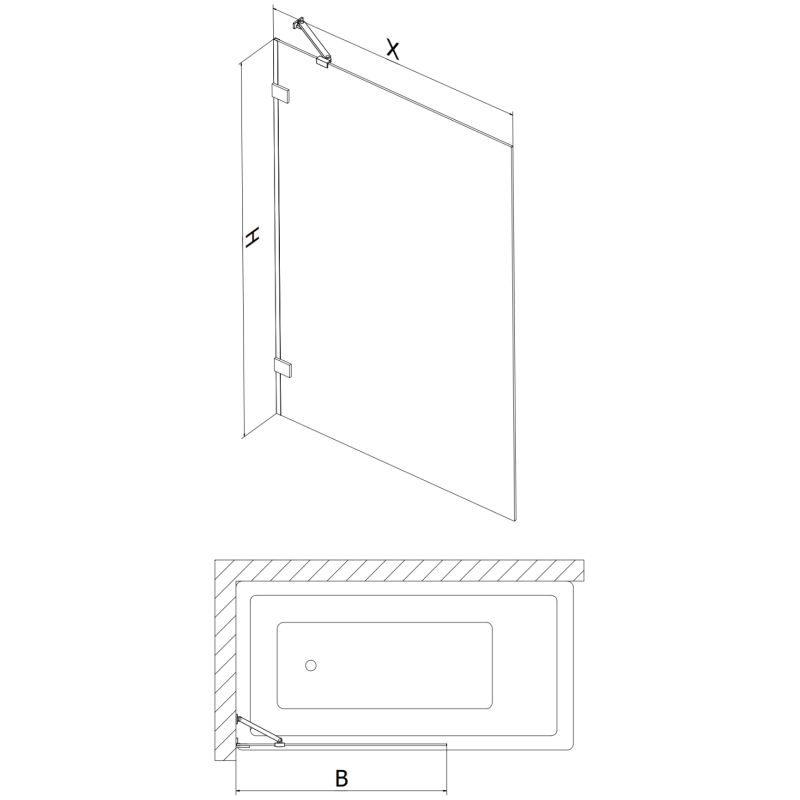 Mexen Lunar divisória de banheira de 1 painel 60 x 150 cm, transparente, branco - 897-060-000-20-00