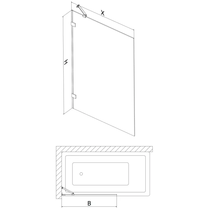 Mexen Lunar Duschwand 1-flügelig 70 x 150 cm, transparent, gold - 897-070-000-50-00