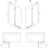 Mexen Lunar paroi de baignoire 2 volets gauche 80 x 150 cm, transparent, chrome - 897-080-100-01-00-L