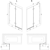 Mexen Lunar Badewannenabtrennung 2-flügelig rechts 120 x 150 cm, transparent, gebürstetes Kupfer - 897-120-100-65-00-P