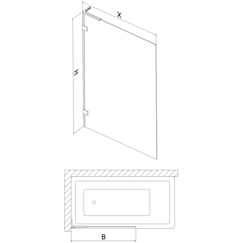Mexen Lunar L vannitoa tiib 1-leheline 90 x 150 cm, läbipaistev, valge - 897L-090-000-20-00