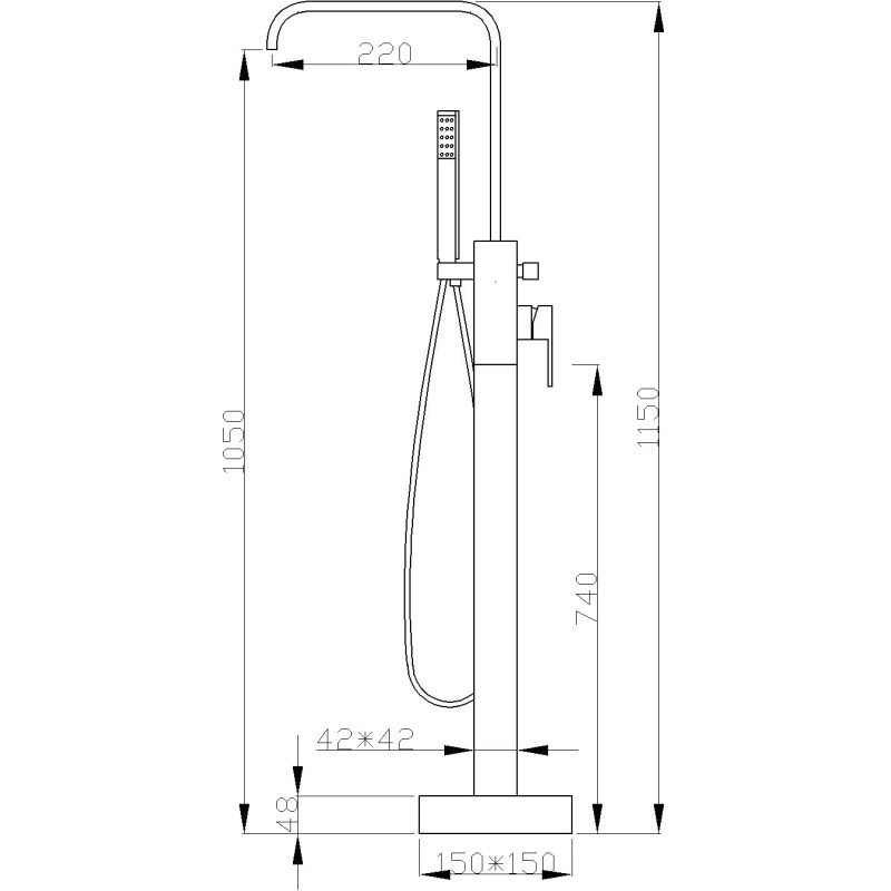 Mexen Avila freestanding bathtub faucet, black - 75833-70