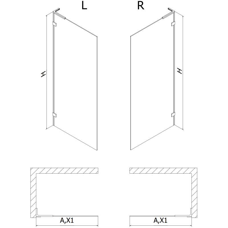 Mexen Lunar L Douchewand Walk-in links 90 x 200 cm, transparant 8 mm, chroom - 830L-090-000-01-00-L