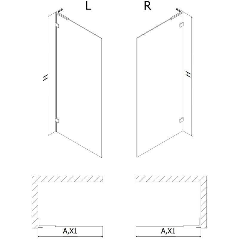 Mexen Lunar L dušisein Walk-in vasak 100 x 200 cm, läbipaistev 8 mm, kuldne harjatud - 830L-100-000-55-00-L