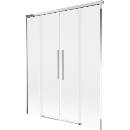 Mexen Rox badwandscherm 2-delig uitschuifbaar 140 x 150 cm, transparant, chroom - 8C9-140-002-01-00