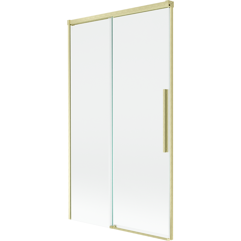 Mexen Rox badscherm voor badkuip, 2-delig schuifbaar, 100 x 150 cm, transparant, geborsteld goud - 8C9-100-001-55-00