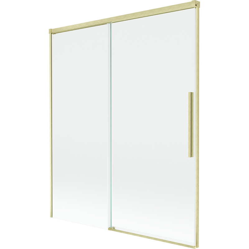 Mexen Rox mampara de baño de 2 hojas correderas 140 x 150 cm, transparente, dorado cepillado - 8C9-140-001-55-00