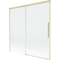 Mexen Rox tweedelige verschuifbare badwand 160 x 150 cm, transparant, geborsteld goud - 8C9-160-001-55-00