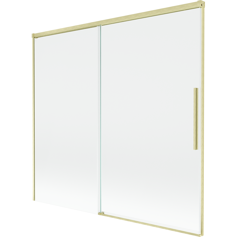 Mexen Rox mampara de baño deslizante de 2 paneles 170 x 150 cm, transparente, dorado cepillado - 8C9-170-001-55-00