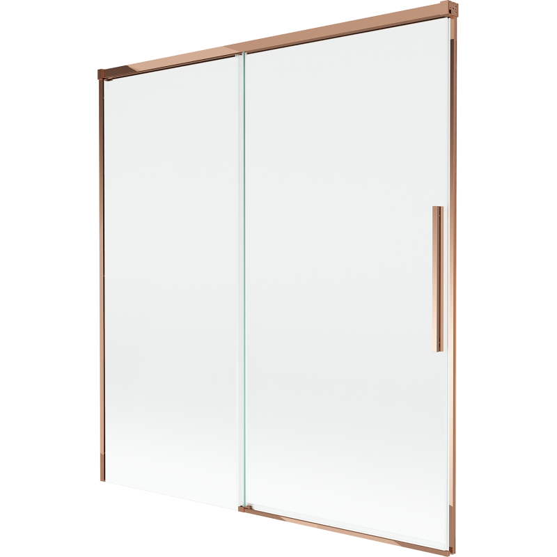 Mexen Rox parawan nawannowy 2-skrzydłowy rozsuwany 150 x 150 cm, transparent, różowe złoto - 8C9-150-001-60-00
