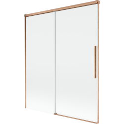 Mexen Rox raztegljiva tuš pregrada z dvema krili 140 x 150 cm, prozorna, krtačena medenina - 8C9-140-001-65-00