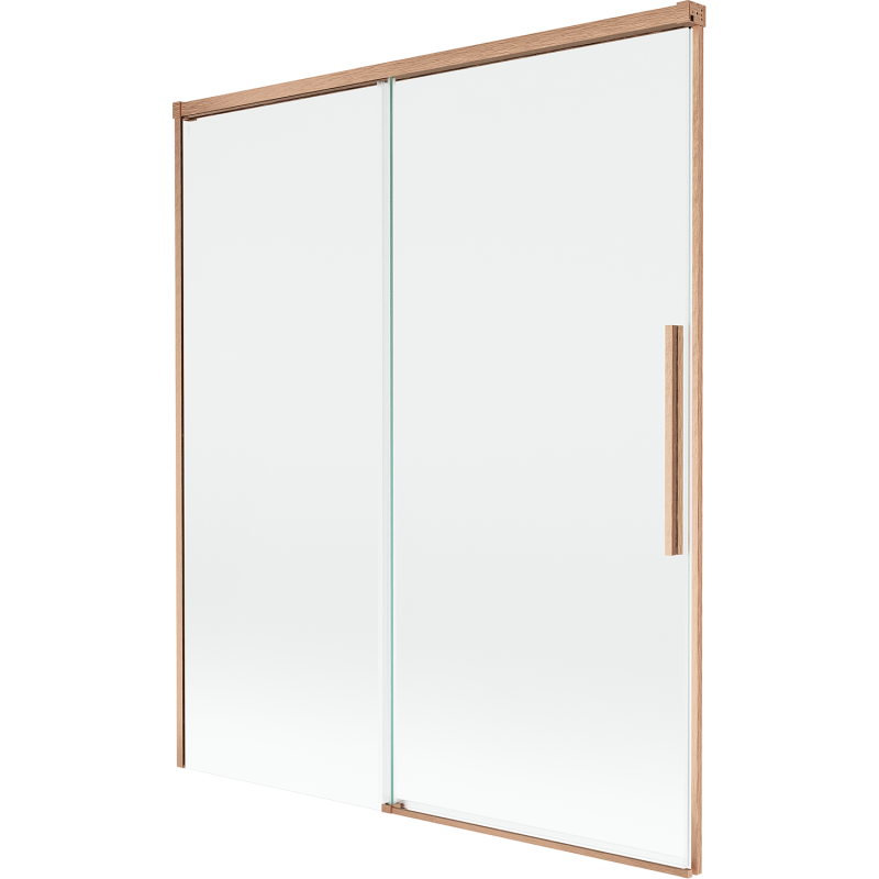 Mexen Rox parapeito de banheira deslizante de 2 painéis 140 x 150 cm, transparente, cobre escovado - 8C9-140-001-65-00