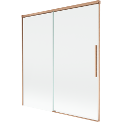 Mexen Rox tweevoudig uitschuifbaar badscherm 150 x 150 cm, transparant, geborsteld koper - 8C9-150-001-65-00