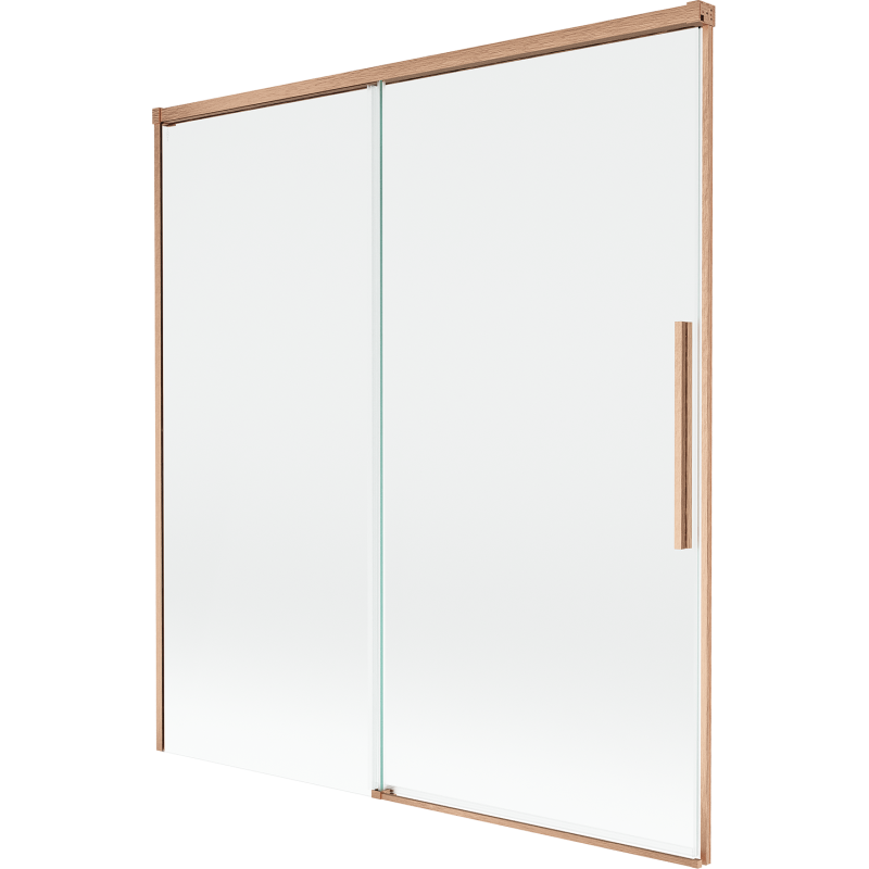 Mexen Rox Duschwand, 2-flügelig, verschiebbar, 150 x 150 cm, transparent, gebürstetes Kupfer - 8C9-150-001-65-00