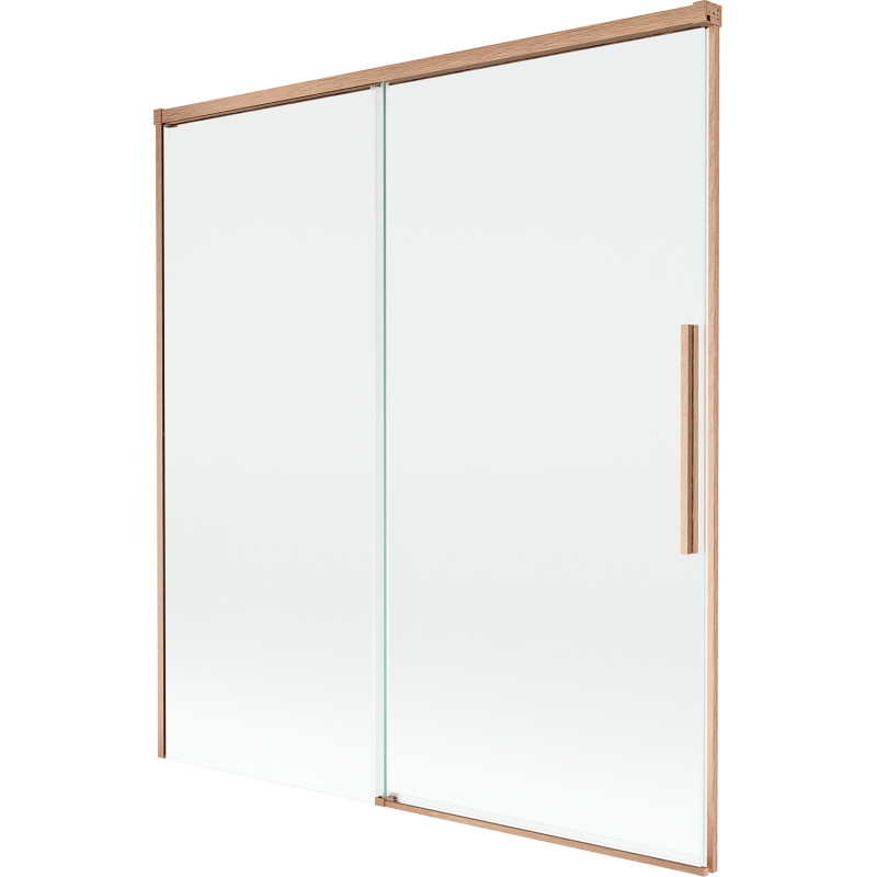 Mexen Rox tweevoudig uitschuifbaar badscherm 150 x 150 cm, transparant, geborsteld koper - 8C9-150-001-65-00