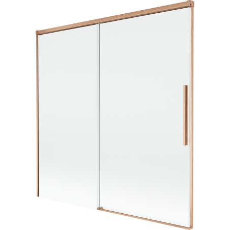 Mexen Rox tweedelige schuifbare badwand 160 x 150 cm, transparant, geborsteld koper - 8C9-160-001-65-00