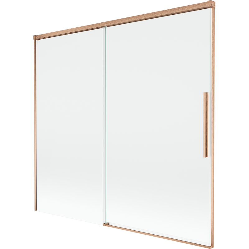 Mexen Rox mampara de baño de 2 paneles deslizantes 170 x 150 cm, transparente, cobre cepillado - 8C9-170-001-65-00