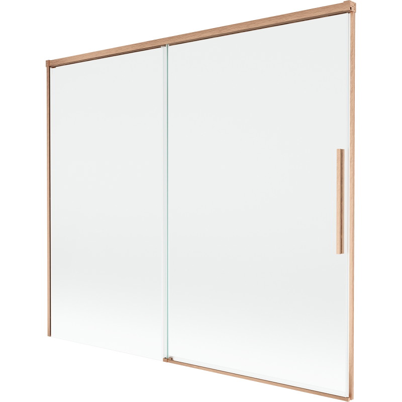 Mexen Rox tweedelige uitschuifbare badwand 180 x 150 cm, transparant, geborsteld koper - 8C9-180-001-65-00