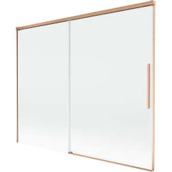 Mexen Rox divisória de banho de 2 painéis deslizantes 190 x 150 cm, transparente, cobre escovado - 8C9-190-001-65-00