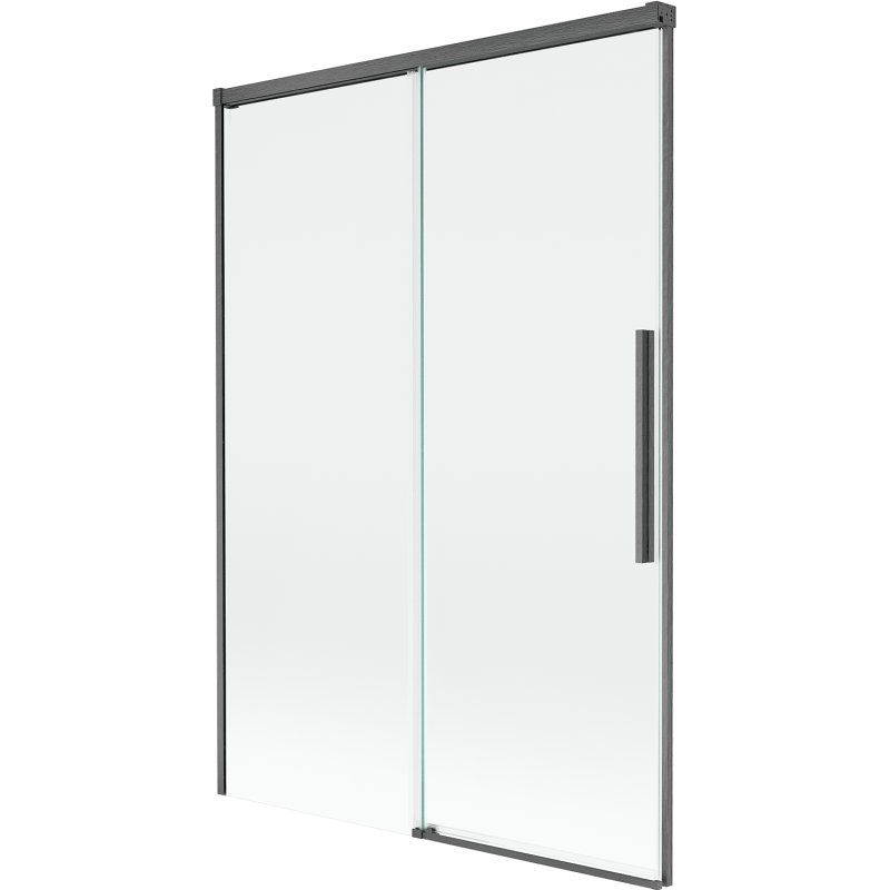 Mexen Rox Duschabtrennung, 2-flügelig, schiebbar 120 x 150 cm, transparent, gebürstet gun gray - 8C9-120-001-66-00