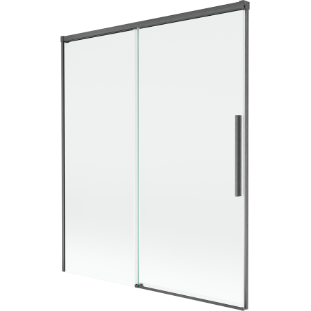 Mexen Rox mampára de baño plegable de 2 paneles 140 x 150 cm, transparente, gris oscuro cepillado - 8C9-140-001-66-00