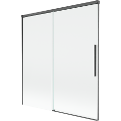 Mexen Rox divisória de banho deslizante de 2 painéis, 150 x 150 cm, transparente, cinza escovado - 8C9-150-001-66-00