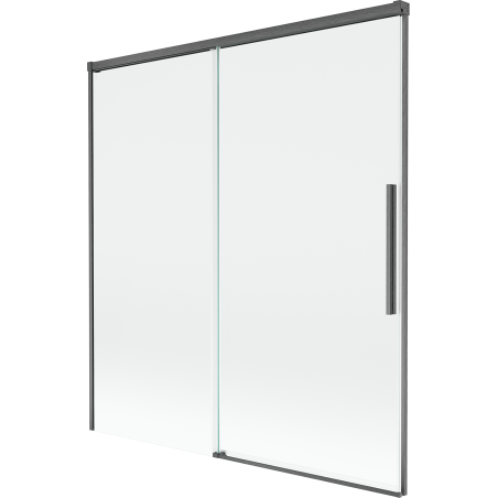Mexen Rox parawan nawannowy 2-skrzydłowy rozsuwany 150 x 150 cm, transparent, gun gray szczotkowany - 8C9-150-001-66-00