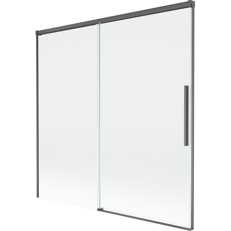 Mexen Rox divisória de banheira de 2 painéis deslizantes 160 x 150 cm, transparente, cinza escovado - 8C9-160-001-66-00