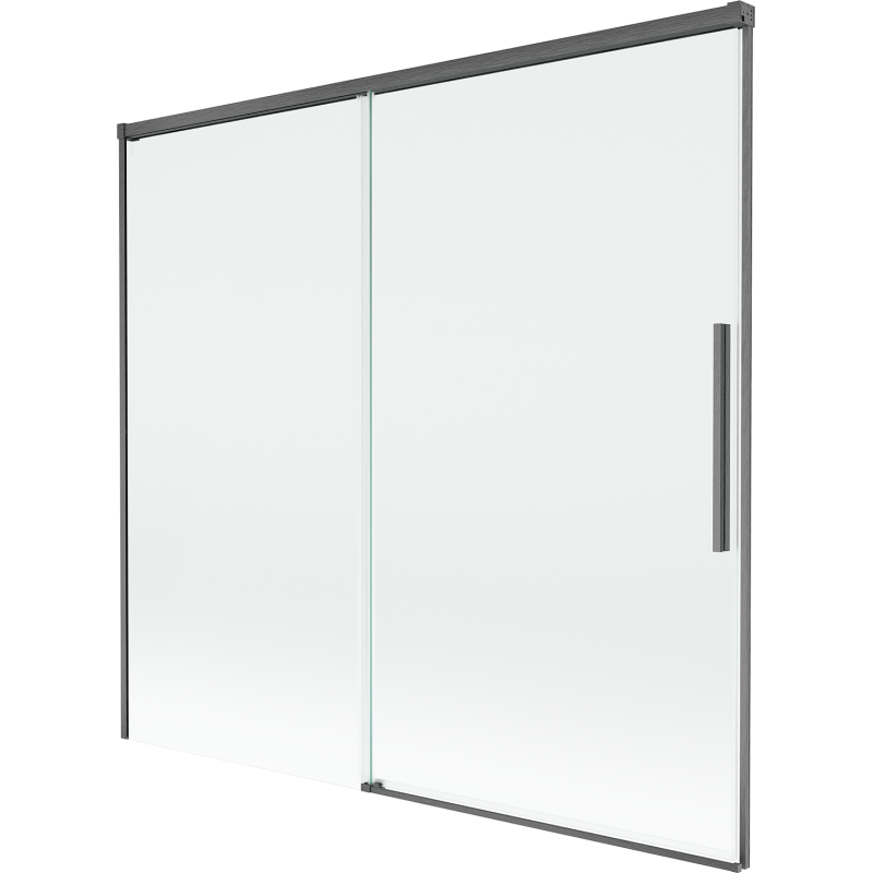 Mexen Rox painel de banho de 2 asas deslizante 170 x 150 cm, transparente, cinza metalizado escovado - 8C9-170-001-66-00