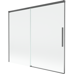 Mexen Rox biombo de banho deslizante de 2 painéis 180 x 150 cm, transparente, cinza escovado - 8C9-180-001-66-00