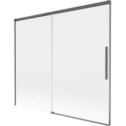 Mexen Rox klizni paravan za kadu s dva krila, 180 x 150 cm, proziran, brušeni gun gray - 8C9-180-001-66-00