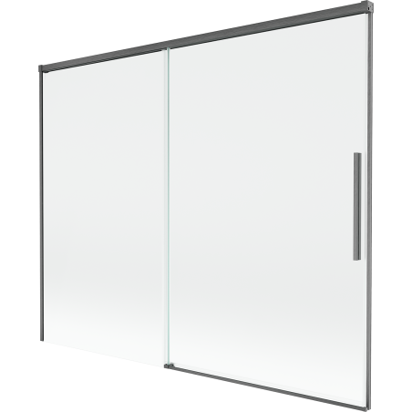 Mexen Rox 2-delige schuifbare badwandscherm 190 x 150 cm, transparant, geborsteld antracietgrijs - 8C9-190-001-66-00