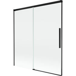 Mexen Rox parawan nawannowy 2-skrzydłowy rozsuwany 150 x 150 cm, transparent, czarny - 8C9-150-001-70-00