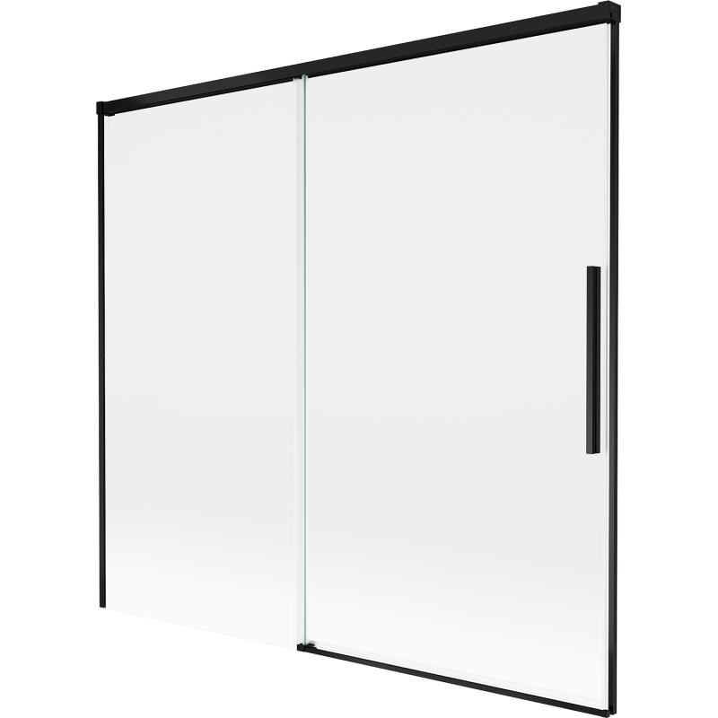 Mexen Rox διπλή συρόμενη οθόνη μπάνιου 170 x 150 cm, διαφανής, μαύρη - 8C9-170-001-70-00