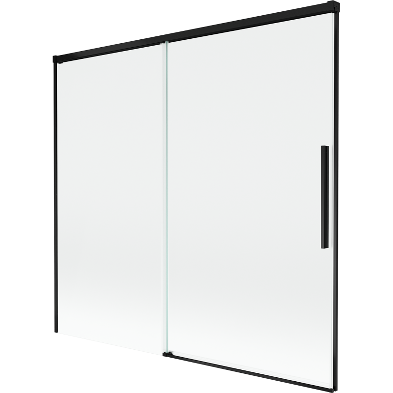 Mexen Rox mampara de baño deslizante de 2 paneles 170 x 150 cm, transparente, negro - 8C9-170-001-70-00