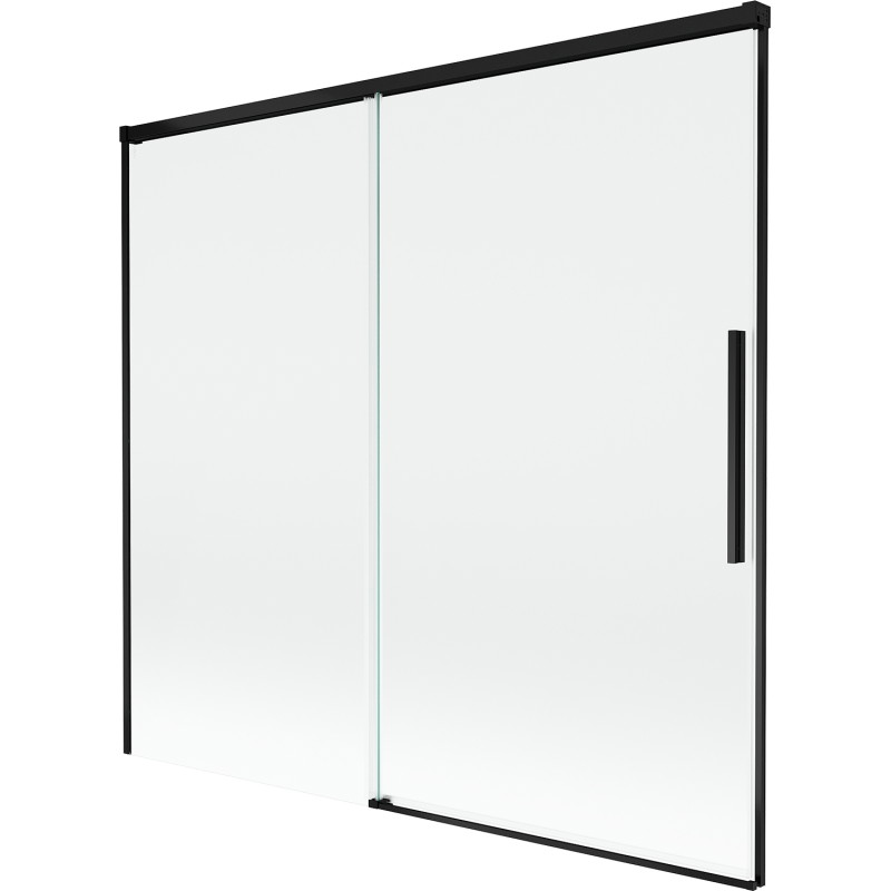 Mexen Rox tweevleugelig uitschuifbaar badscherm 170 x 150 cm, transparant, zwart - 8C9-170-001-70-00