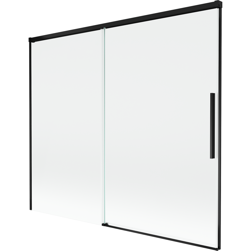 Mexen Rox Zwee-deeleger, verréckelbare Buedzëmmer-Parawan 180 x 150 cm, transparent, schwaarz - 8C9-180-001-70-00