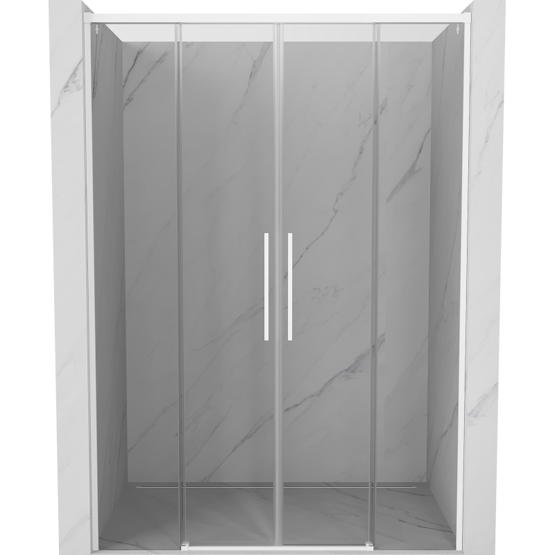 Mexen Rox Duo drzwi prysznicowe rozsuwane 150 cm, transparent, białe - 8C2-150-002-20-00
