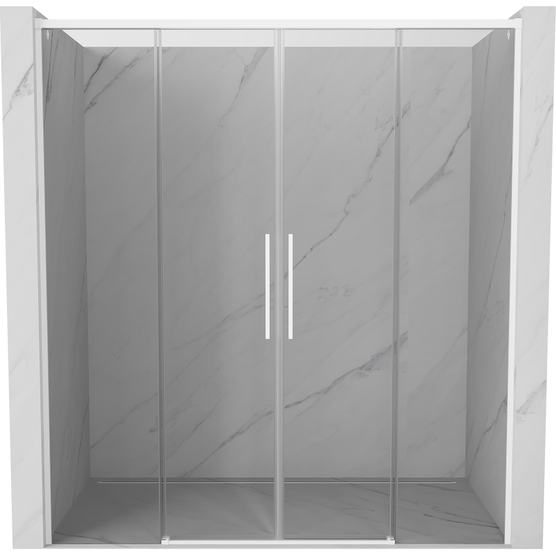 Mexen Rox Schiebetür-Duschabtrennung 180 cm, transparent, weiß - 8C2-180-002-20-00