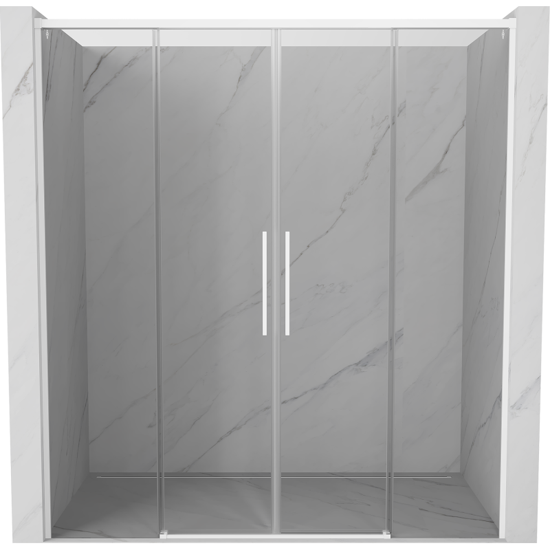 Mexen Rox skjutdörrar för dusch 200 cm, transparent, vit - 8C2-200-002-20-00
