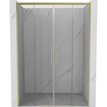 Mexen Rox Duo sliding shower doors 140 cm, transparent, brushed gold - 8C2-140-002-55-00