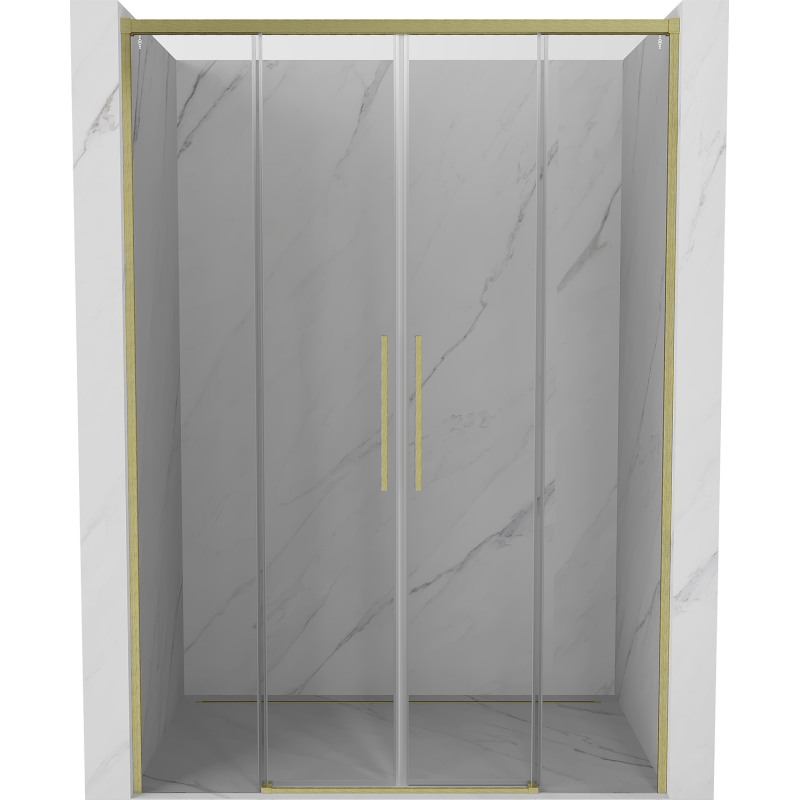 Mexen Rox Schiebetür für Dusche 160 cm, transparent, gebürstetes Gold - 8C2-160-002-55-00