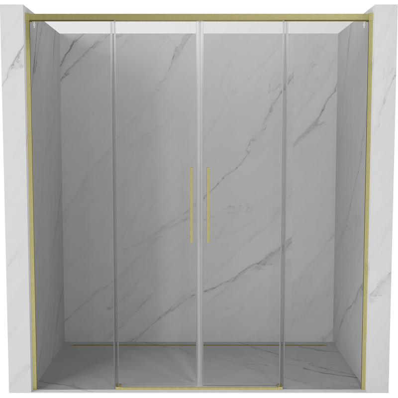 Mexen Rox Duo drzwi prysznicowe rozsuwane 180 cm, transparent, złote szczotkowane - 8C2-180-002-55-00