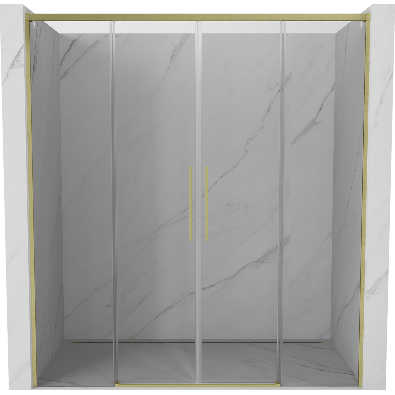 Mexen Rox puerta de ducha corredera 190 cm, transparente, dorado cepillado - 8C2-190-002-55-00