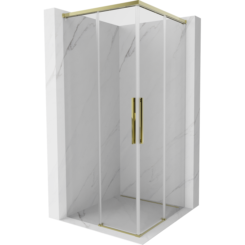 Mexen Rox Duo cabina de ducha corredera 120 x 120 cm, transparente, dorada - 8C2D-120-120-50-00
