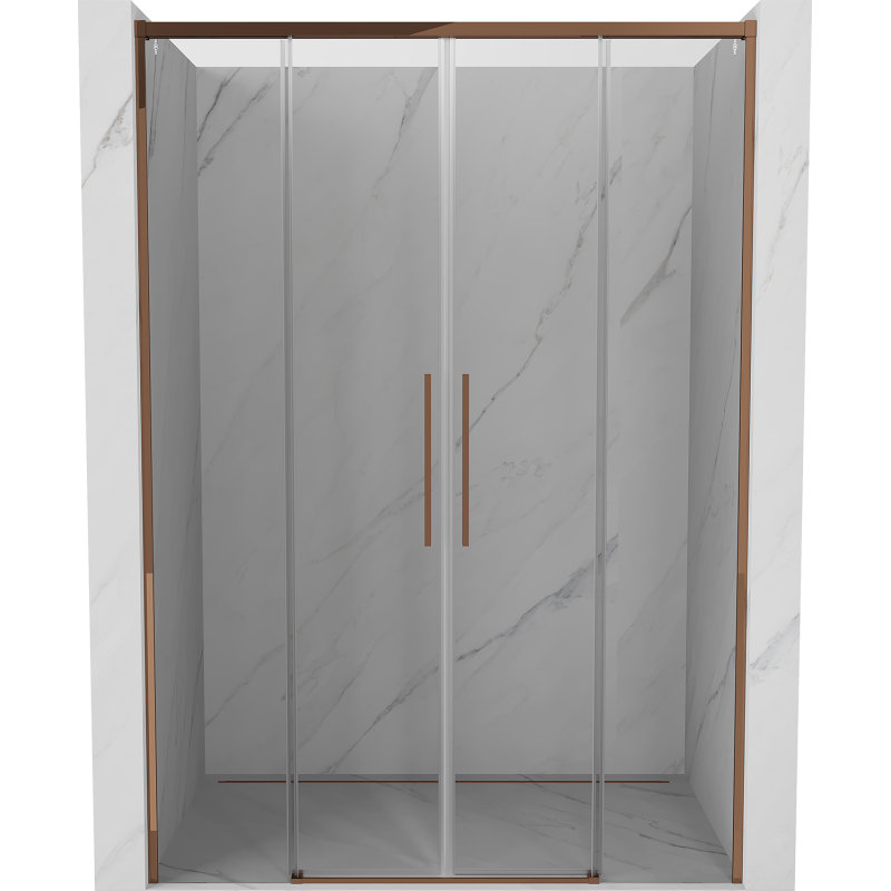 Mexen Rox puertas de ducha correderas 160 cm, transparente, oro rosa - 8C2-160-002-60-00