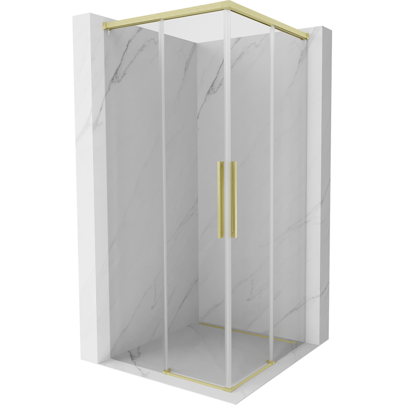 Mexen Rox Duo cabina doccia scorrevole 75 x 75 cm, trasparente, oro spazzolato - 8C2D-075-075-55-00